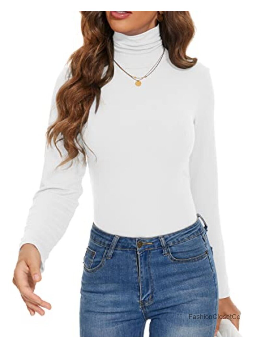 Women's Ribbed Mock Turtleneck Long Sleeve Thermal Shirt
